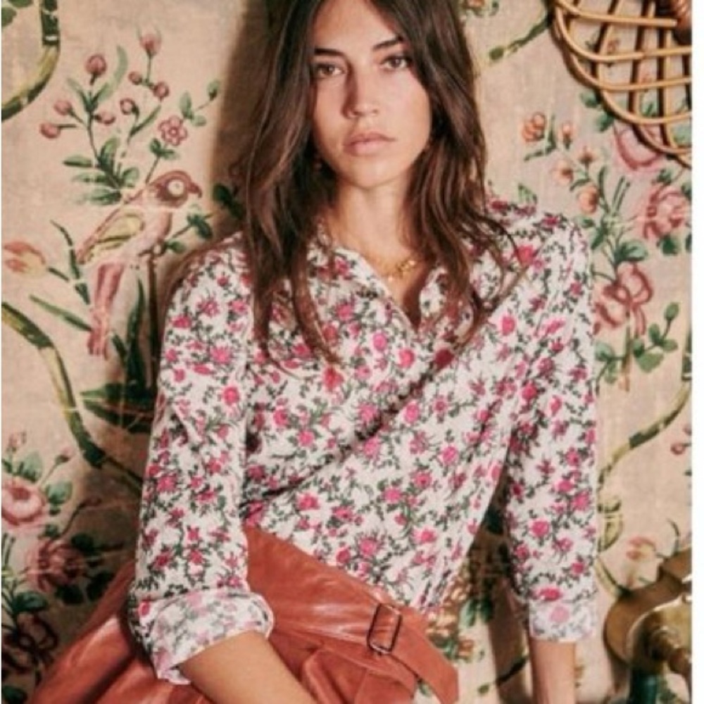 Sézane iconic Pierro button down in Liberty Rose, size 40